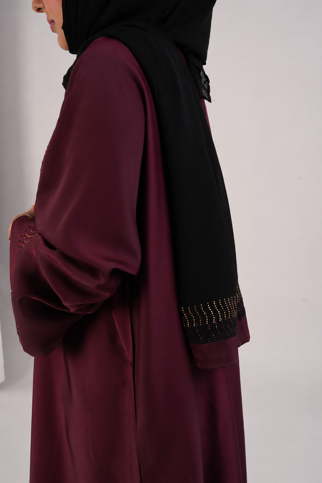 MrsThowbs Rich Burgundy Abaya and matching Scarf