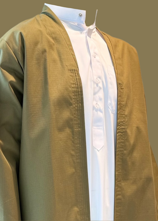 Yemeni Thowb Long Jacket- Olive green